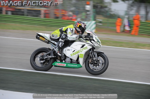 2009-09-26 Imola 0763 Variante alta - Supersport - Free Practice - Kenan Sofuoglu - Honda CBR600RR